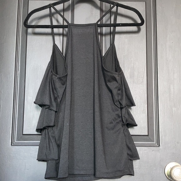 Black Ruffle Spaghetti Strap Blouse - Picture 2 of 3